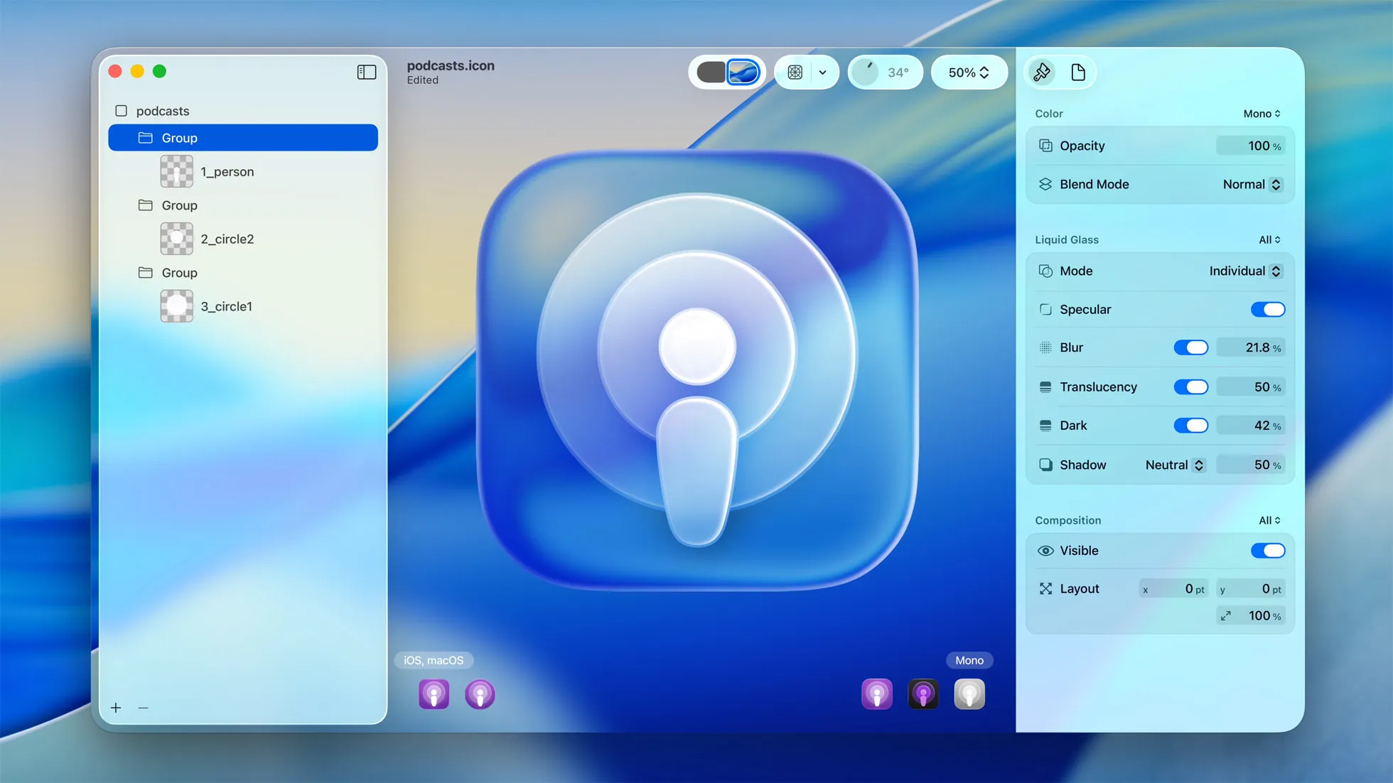 Liquid Glass icon in Icon Composer